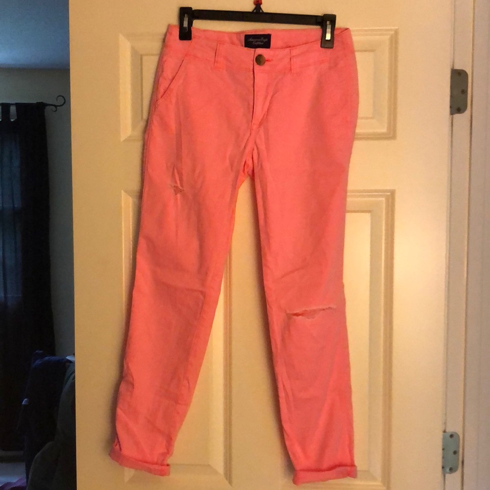 Pink chino capris